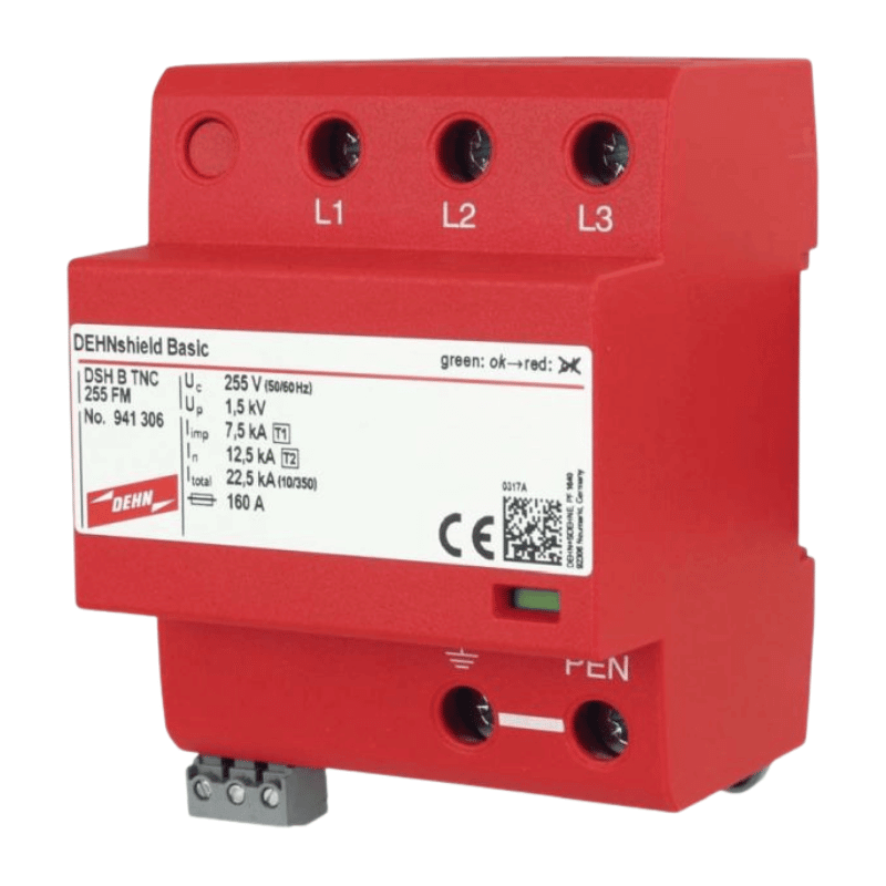 Dehn 941306 Kombi-Ableiter – DSHBTNC255FM, Typ 1+2, TN-C-Systeme