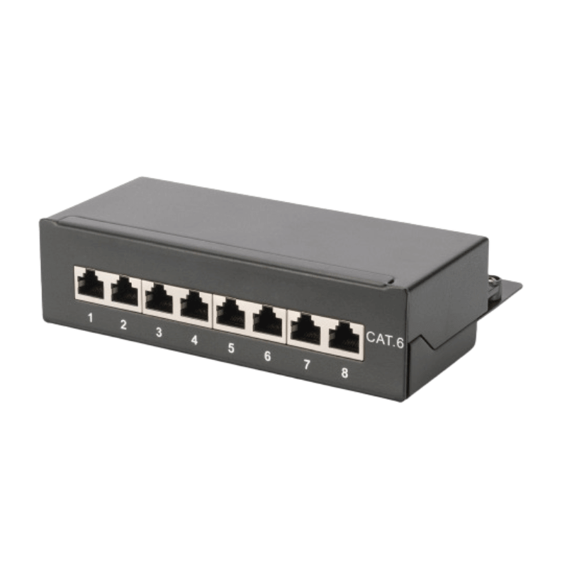 Digitus DN-91608SD Patchpanel – Desktop, CAT6, Klasse E, 8-Ports, geschirmt, schwarz