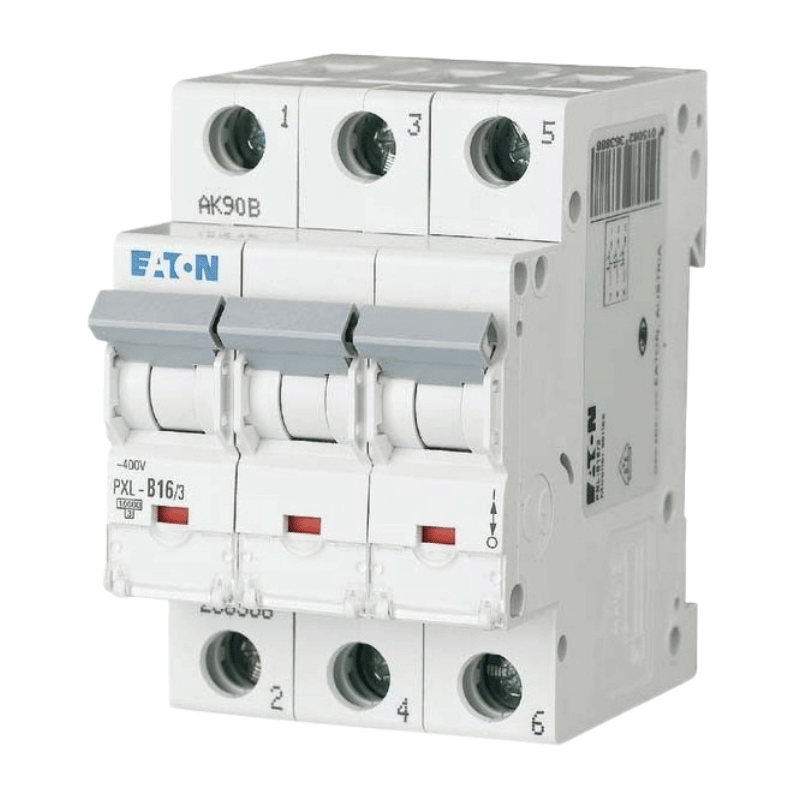 Eaton PXL-B16/3 Leitungsschutzschalter – 3-polig, mit Beschriftungsfeld, B16A