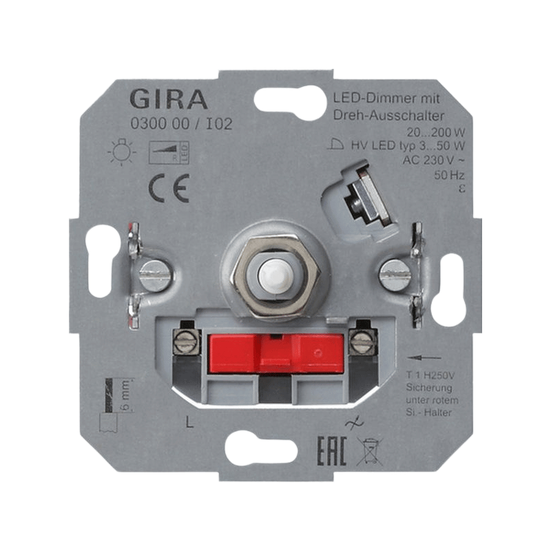 Gira 030000 LED-Dimmeinsatz – System 55, 20-200 W, Dreh-Ausschalter