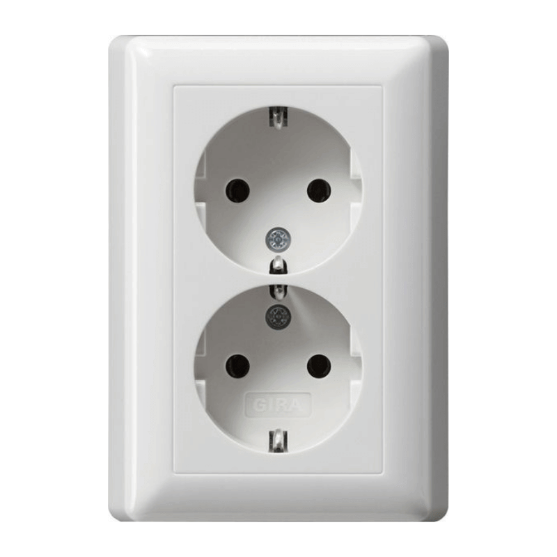 Gira 078003 Schuko-Steckdose komplett – System 55, 2-fach, reinweiß glänzend