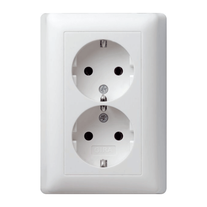Gira 078004 Schuko-Steckdose komplett – System 55, 2-fach, reinweiß seidenmatt