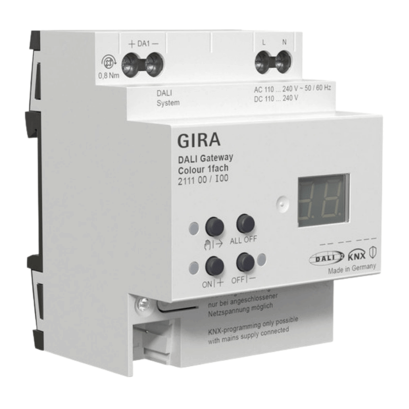 Gira DALI Gateway Colour 211100 – 1-fach, KNX Secure, Dim to Warm, REG