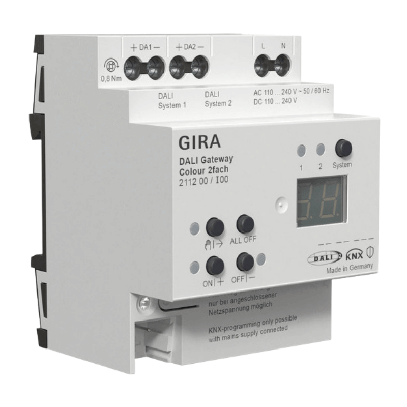 Gira DALI-Gateway Colour 211200 – 2-fach, KNX Secure, REG