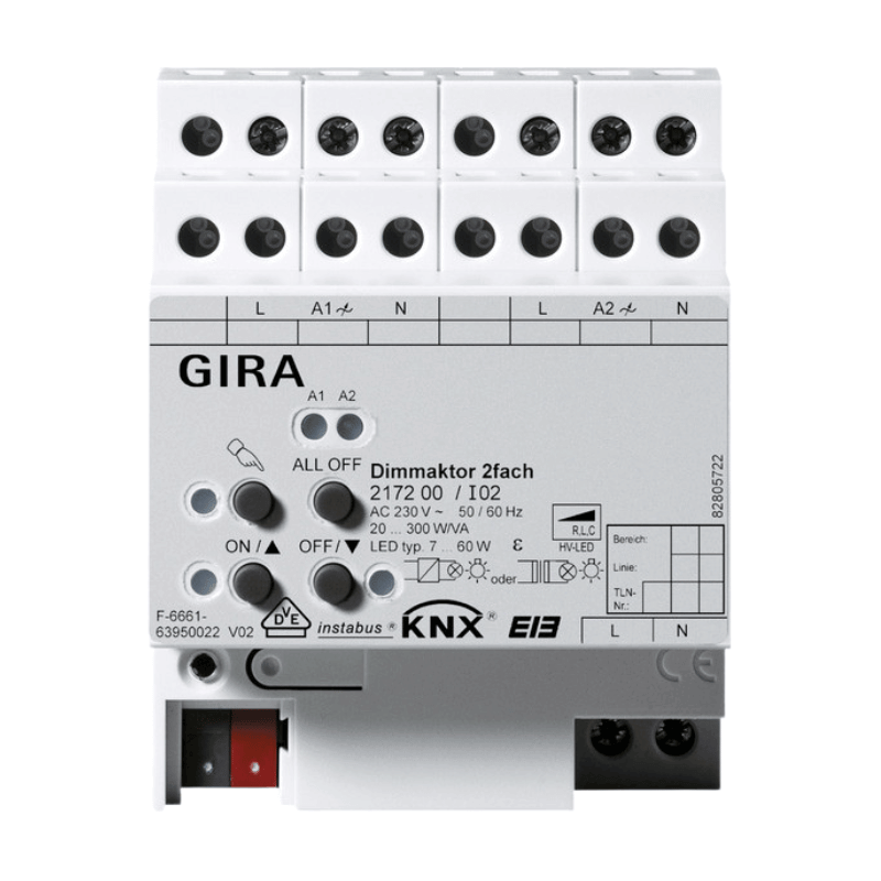 Gira KNX-Dimmaktor 217200 – 2-fach, 2x300W/VA, alt REG