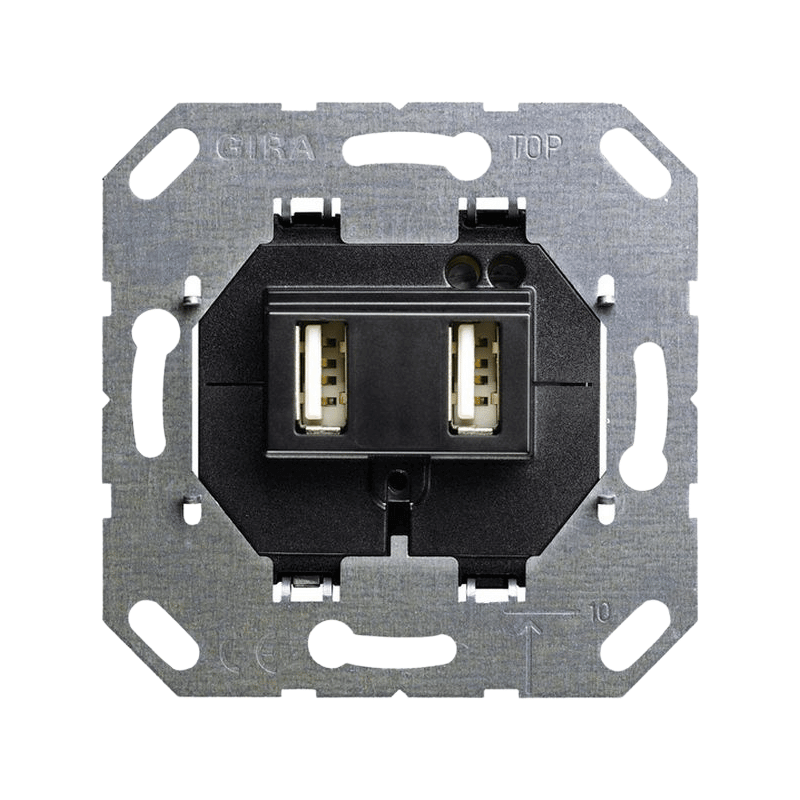 Gira 235900 Einsatz USB Spannungsversorgung – System55, USB-A/A, 5V, 3A, schwarz