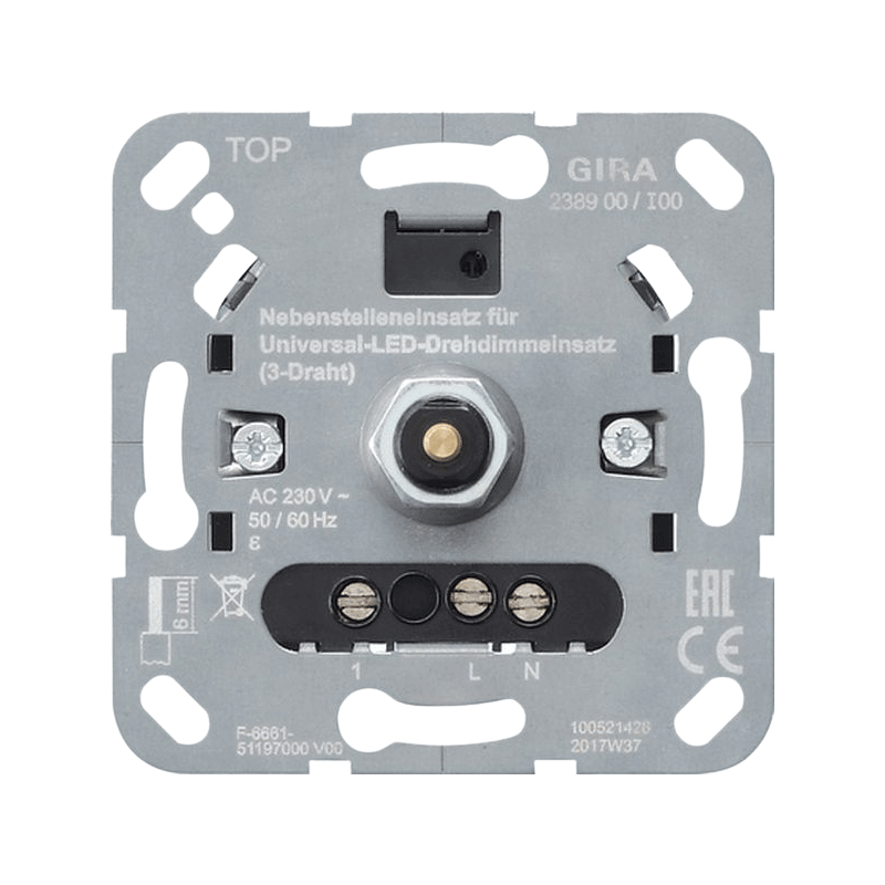 Gira 238900 Dreh-Nebenstelleneinsatz – System 3000, 3-Draht, Drehknopf
