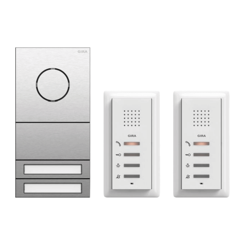 Gira 2407000 Türsprechanlage – System 106, Set Zweifamilienhaus, Audio, Farbe edelstahl