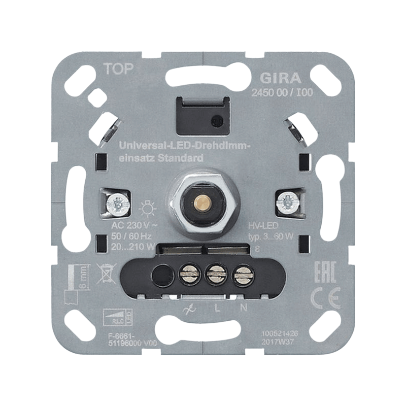 Gira 245000 Universal-LED-Drehdimmer-Einsatz – System 3000, LED 3-120W