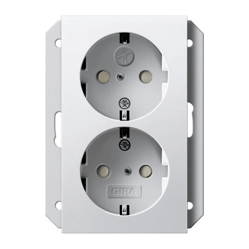 Gira 273103 Schuko-Steckdose – System 55, 2-fach, für 1-fache UP-Dose, reinweiß glänzend