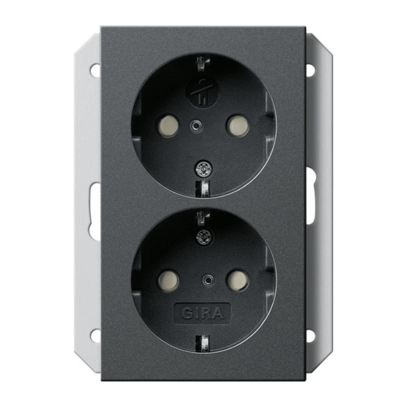 Gira 273128 Schuko-Steckdose – System 55, 2-fach, für 1-fache UP-Dose, anthrazit