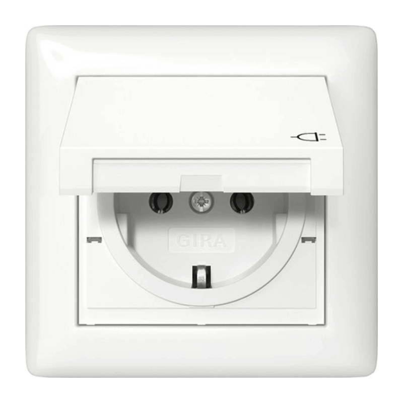 Gira 415703 Schuko-Steckdose – System 55, 1-fach, IP44, reinweiß glänzend