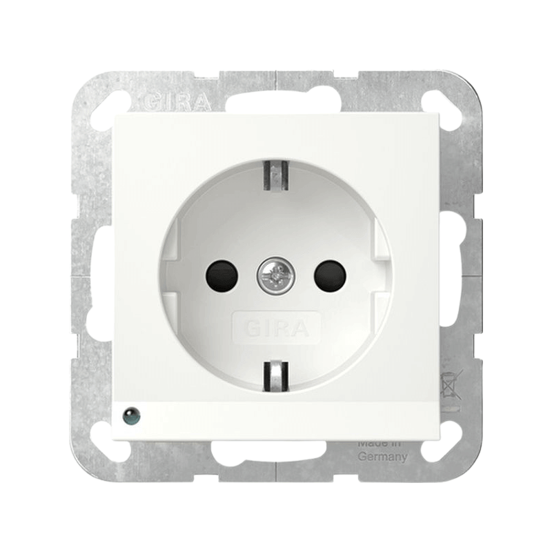 Gira 417003 Schuko-Steckdose – System 55, 16A 250V, Berührungsschutz, LED, reinweiß glänzend