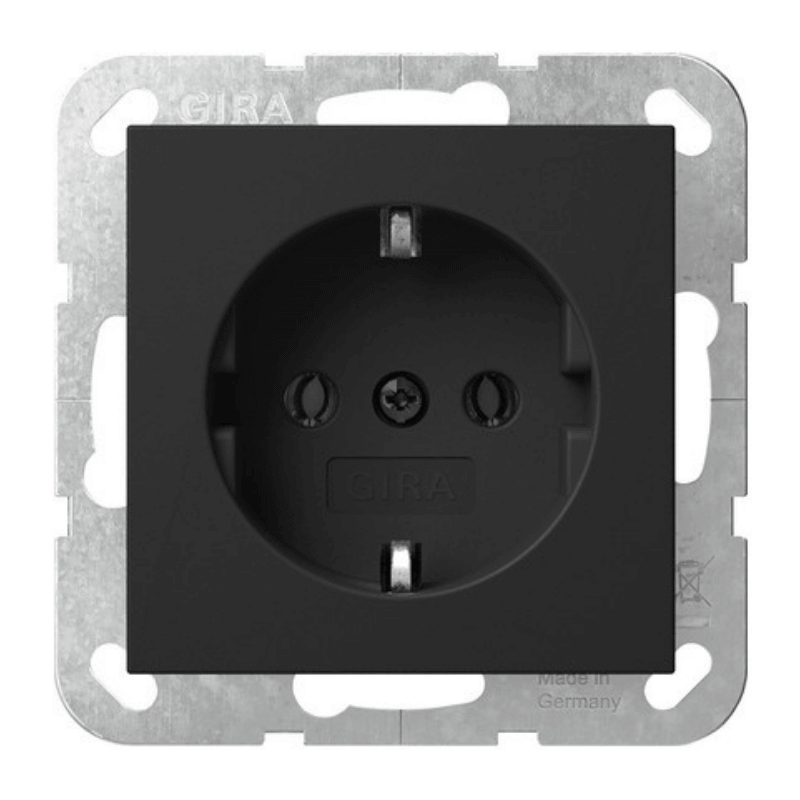 Gira 4180005 Schuko-Steckdose – System 55, Schraubklemmen, schwarz matt