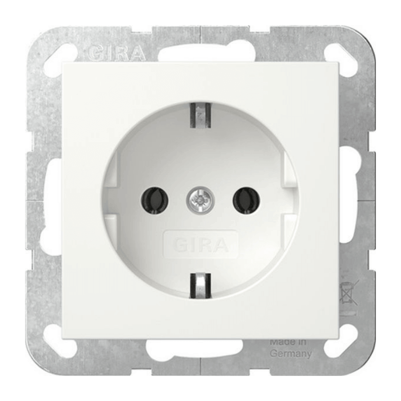 Gira 418003 Schuko-Steckdose – System 55, Schraubklemmen, reinweiß glänzend