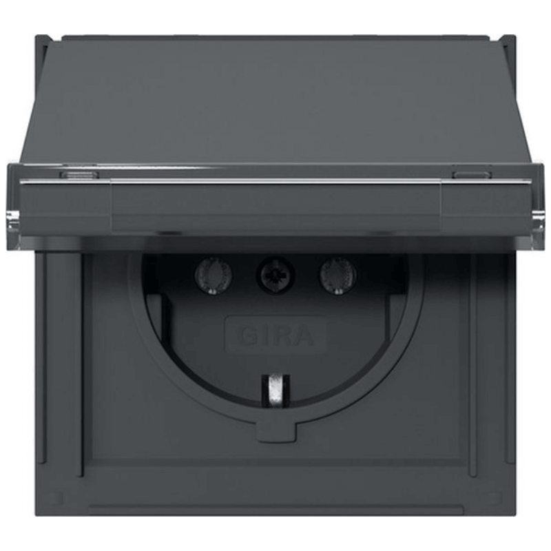 Gira 441067 SCHUKO-Steckdose – TX_44, Klappdeckel, Schriftfeld, anthrazit