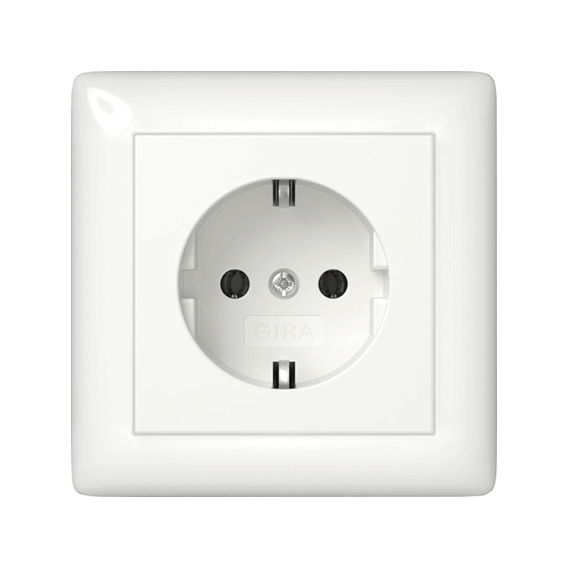 Gira 444003 Schuko-Steckdose – Standard 55, 1-fach, komplett, 16A 250V, reinweiß glänzend