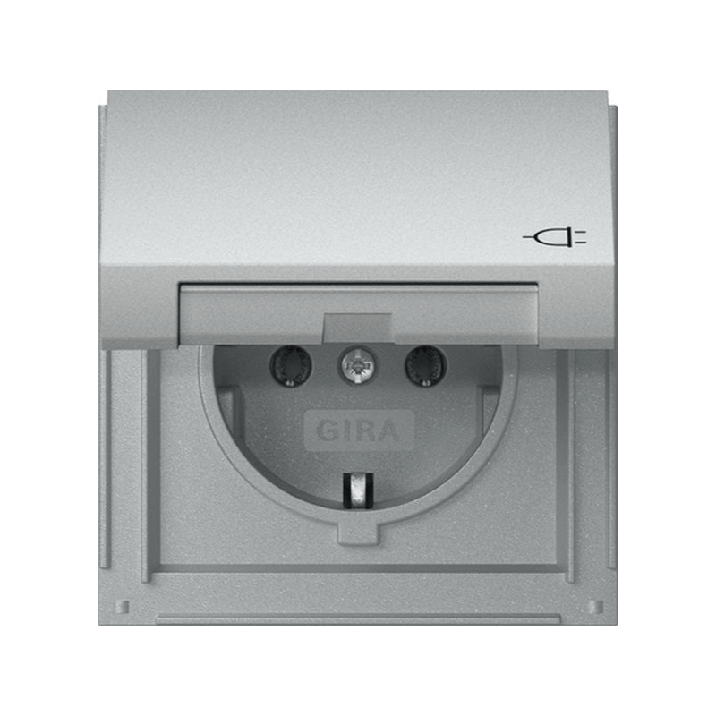 Gira 445465 Schuko-Steckdose – TX_44, Klappdeckel, aluminium