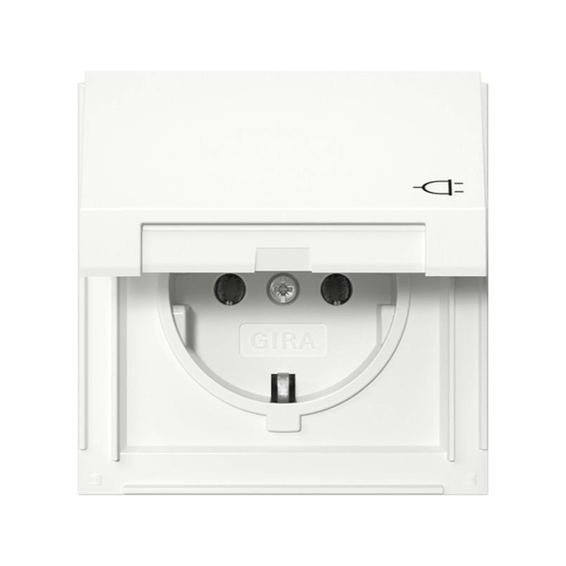 Gira 445466 Schuko-Steckdose – TX_44, Klappdeckel, reinweiß glänzend