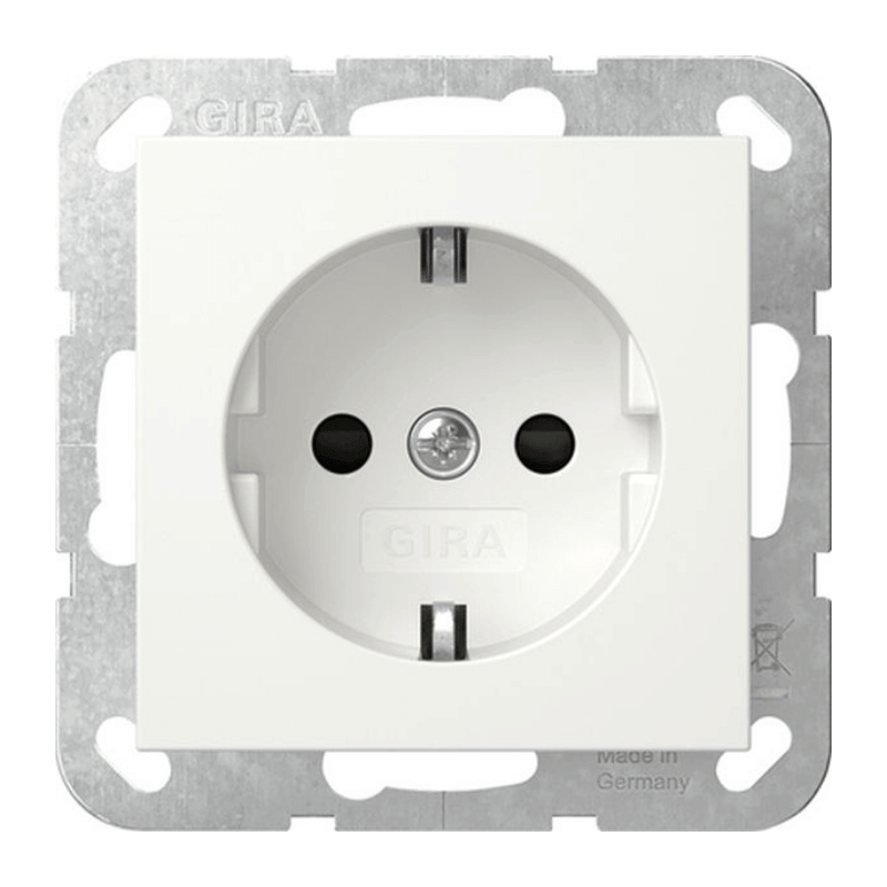 Gira 475503 Schuko-Steckdose – System 55, Berührungsschutz, ohne Krallen, reinweiß glänzend