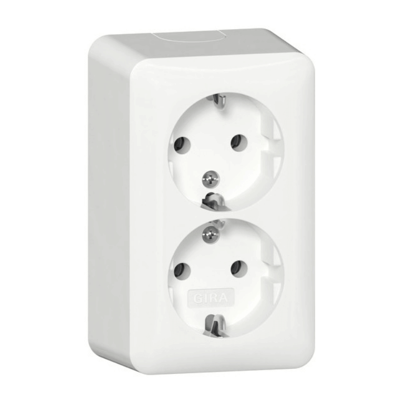 Gira 478013 Schuko-Steckdose – Aufputz, 2-fach, reinweiß