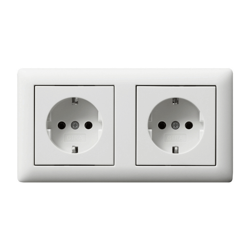 Gira 479304 Schuko-Steckdose – System 55, 2-fach, komplett, reinweiß seidenmatt