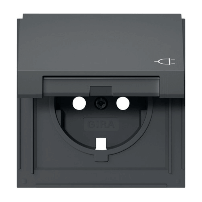Gira 492267 Abdeckung Schuko-Steckdose – TX_44, Klappdeckel, anthrazit