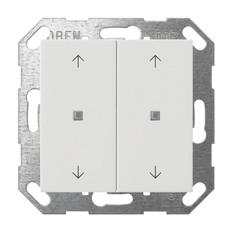 Gira KNX-Tastsensor 517427 – System 55, OneKNX, 2-fach, 4 Pfeile, Temperatursensor, reinweiß seidenmatt