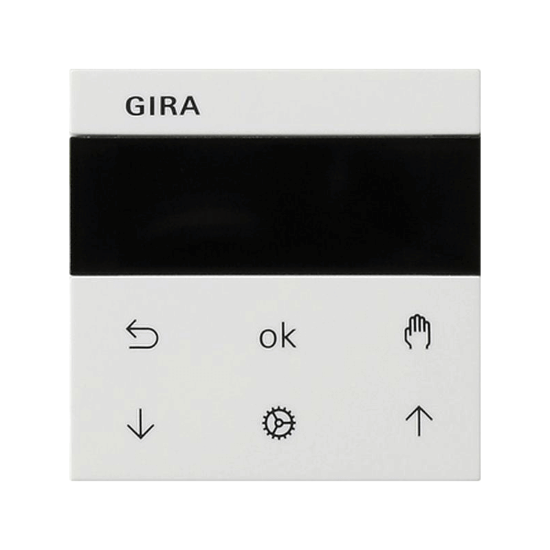 Gira 536603 Bedienaufsatz – System 3000, Jalousiesteuerung, Schaltuhr, Display, reinweiß glänzend