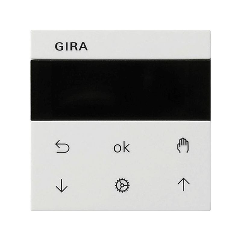 Gira 536627 Bedienaufsatz – System 3000, Jalousiesteuerung, Schaltuhr, Display, reinweiß seidenmatt