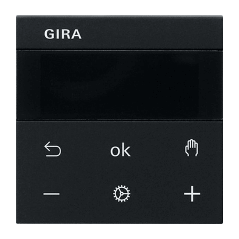 Gira 5393005 Raumtemperaturregler – System 3000, 230 V, Kühlfunktion, Display, schwarz matt