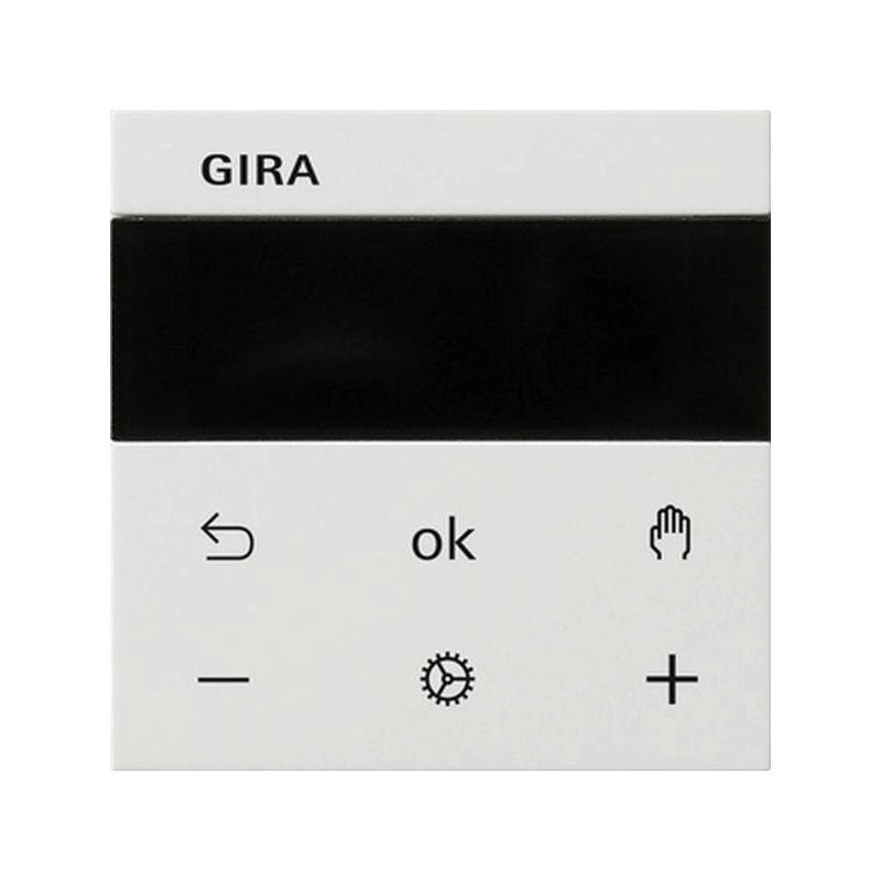 Gira 539403 Raumtemperaturregler – System 3000, Display, Bluetooth, reinweiß glänzend