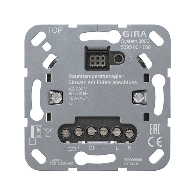 Gira 539500 Raumtemperaturregler-Einsatz – System 3000, 230V, Fühleranschluss