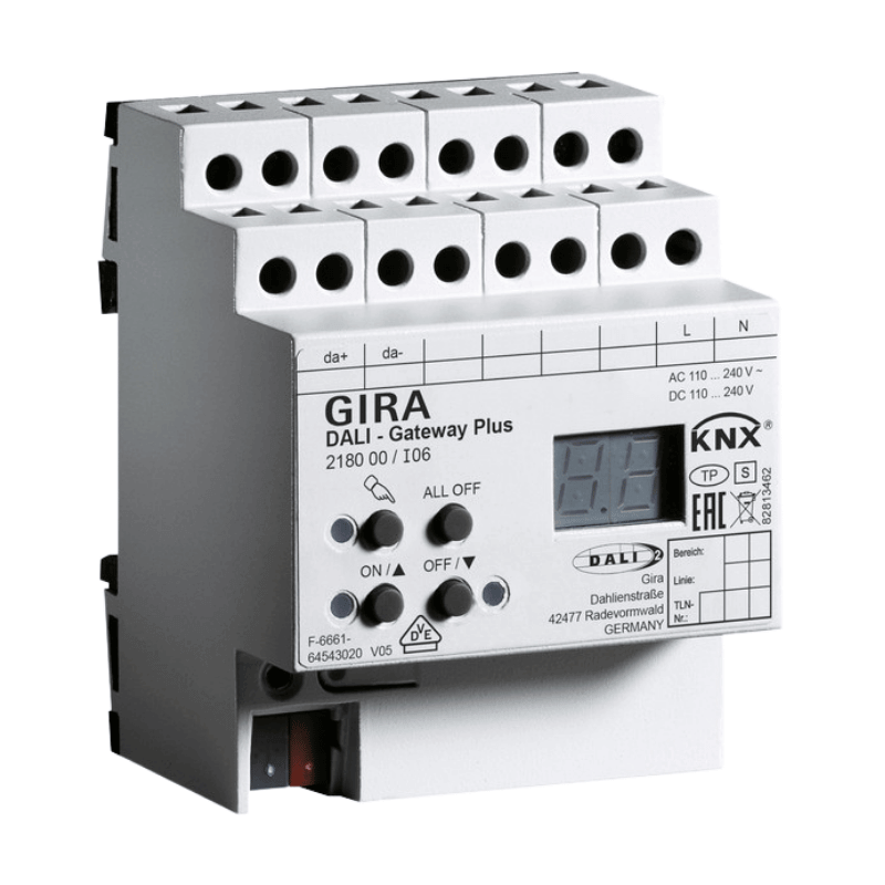 Gira DALI Gateway Plus 218000 –  64 Geräte, DALI / DALI-2, REG