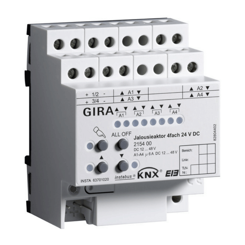Gira KNX-Jalousieaktor 215400 4-fach 24 V DC REG plus mit Handbetätigung