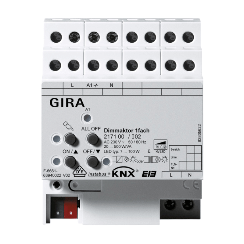 Gira KNX-Dimmaktor 217100 – 1-fach, REG Plus, 20-500W