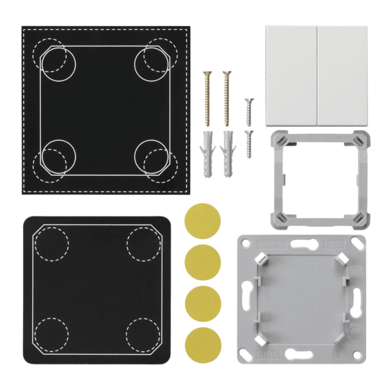 Gira Montageset EnOcean Funk Wandsender 823203 – System 55, 2-fach, reinweiß glänzend