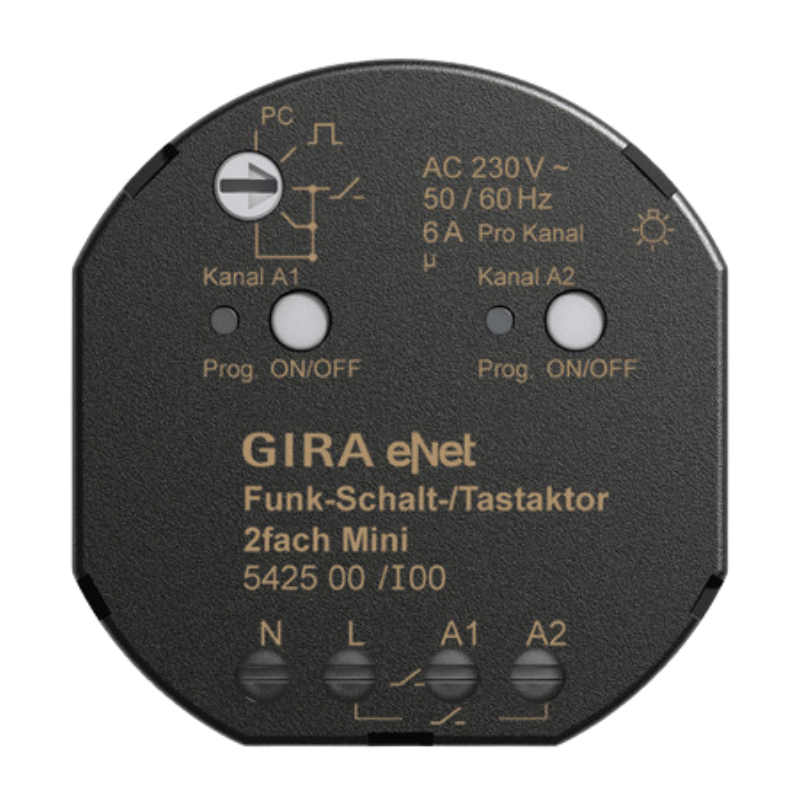 Gira Schalt- & Tastaktor 542500 2-fach eNet Funk Unterputz Mini