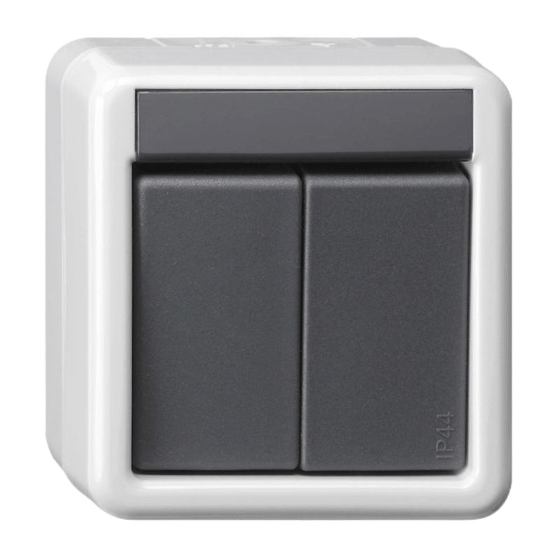 Gira KNX Taster-Busankoppler 516130 2-fach Aufputz WG IP44 Grau mit 1-Punkt-Bedienung