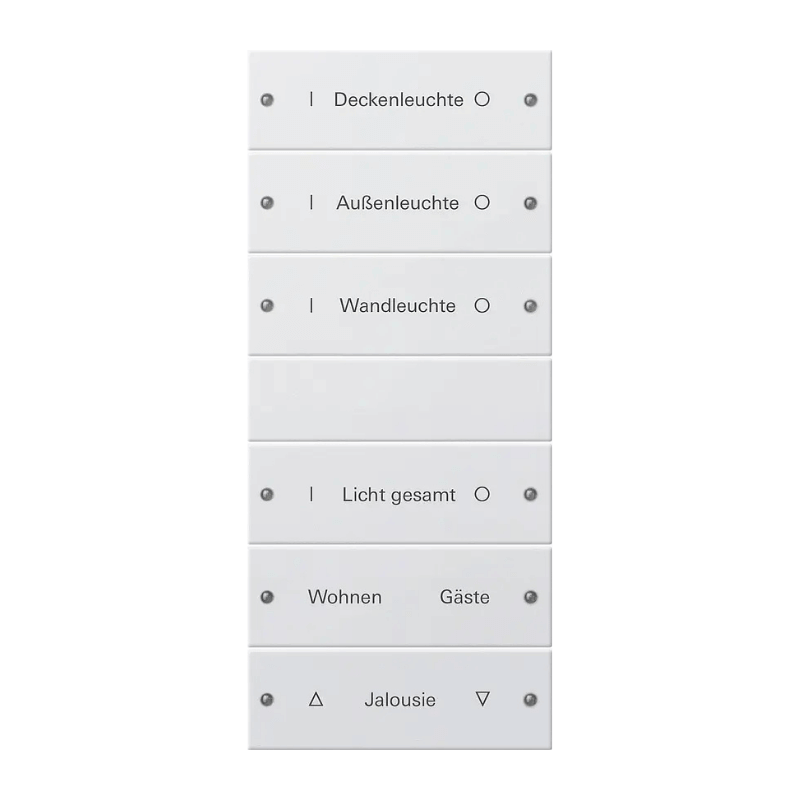 Gira TS3-Wippenset für Beschriftungsservice 220603 – System 55, 6-fach (3+3), reinweiß glänzend