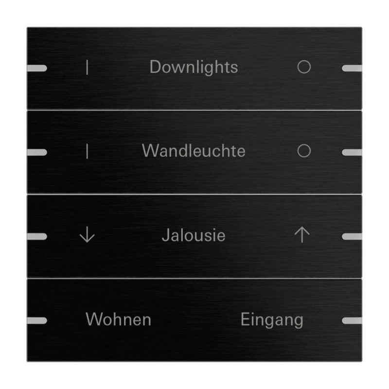 Gira Wippenset für Tastsensor 4 5034126 – 4-fach, beschreibbar, aluminium schwarz