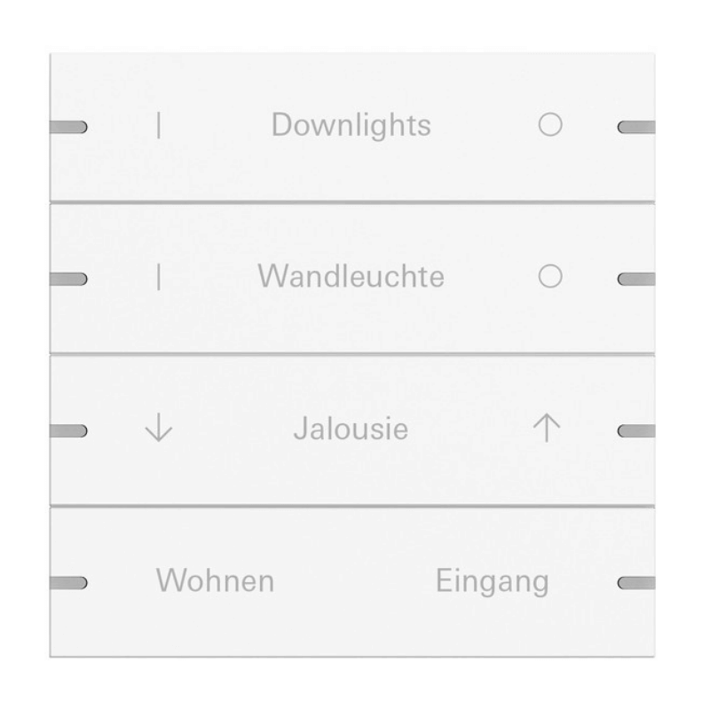 Gira Wippenset für Tastsensor 4 5034927 – 4-fach, beschreibbar, reinweiß matt