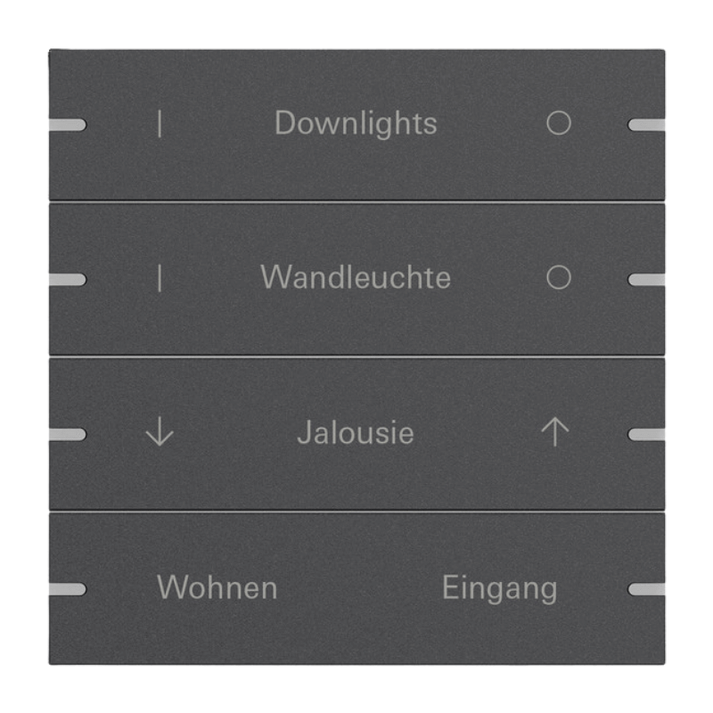 Gira Wippenset für Tastsensor 4 5034928 – System 55, 4-fach, beschreibbar, anthrazit
