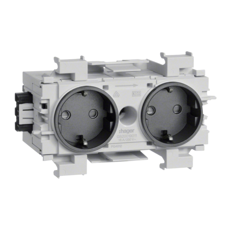 Hager GS20019011 Kanalsteckdose – Wago Winsta, C-Profil, 2-fach, graphitschwarz