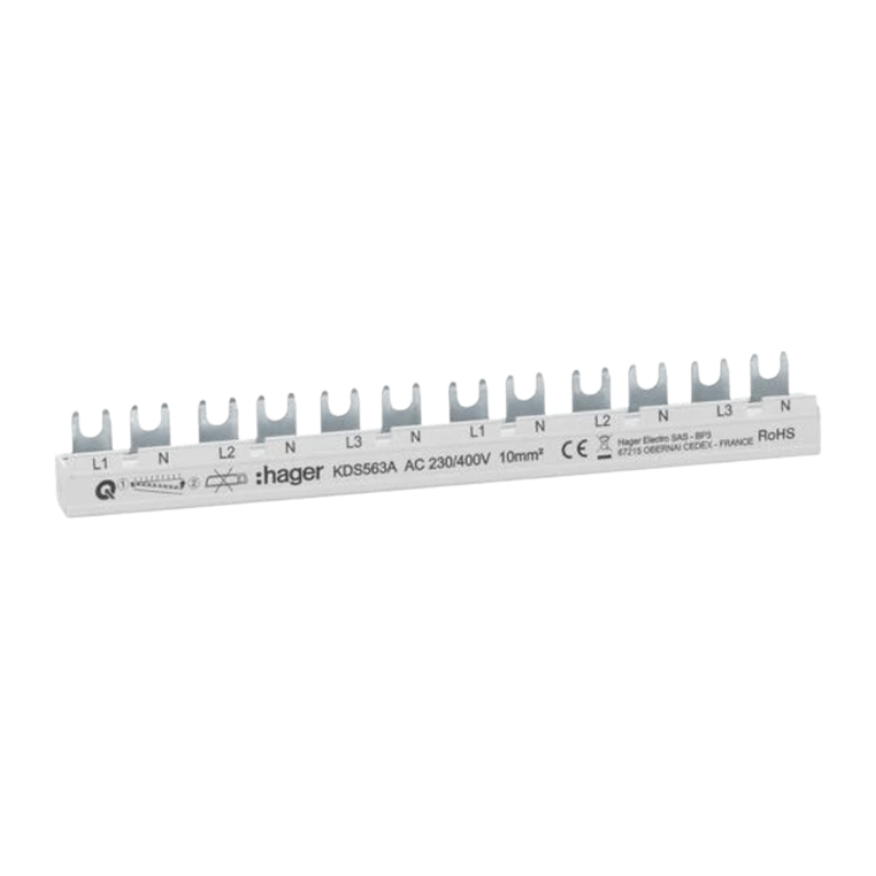 Hager KDS563A Phasenschiene – 12TE, 63A, L1N–L2N–L3N, QuickBusbar