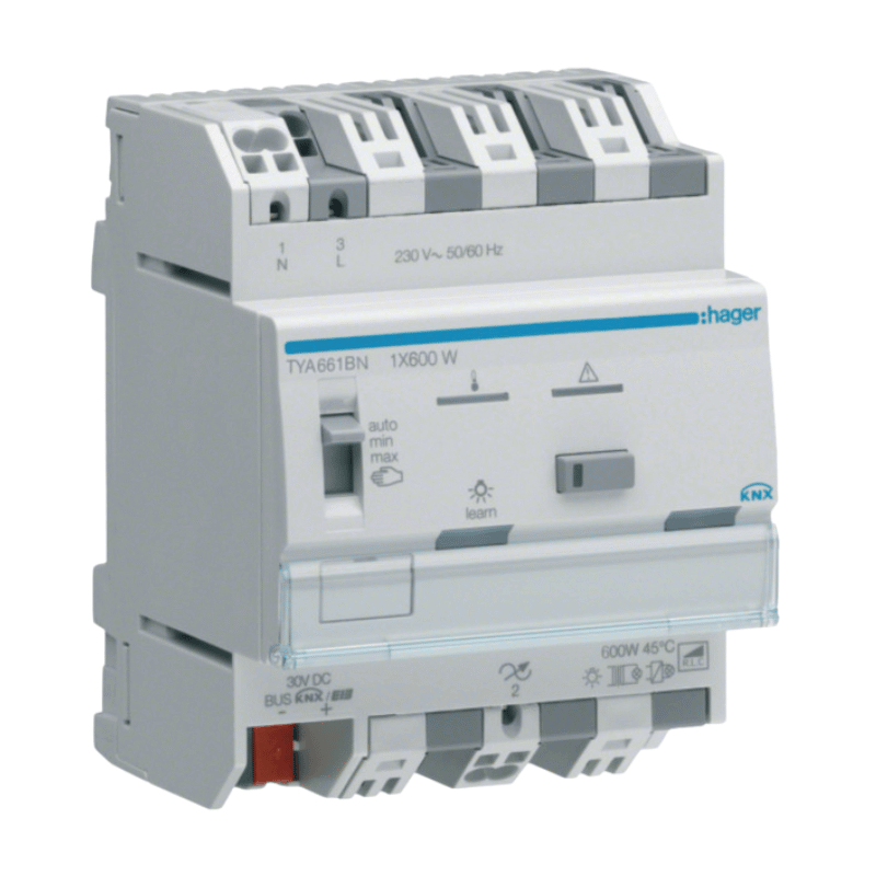 Hager KNX-Dimmaktor TYA661BN – 1-fach, 600W, Universal, LED/ESL