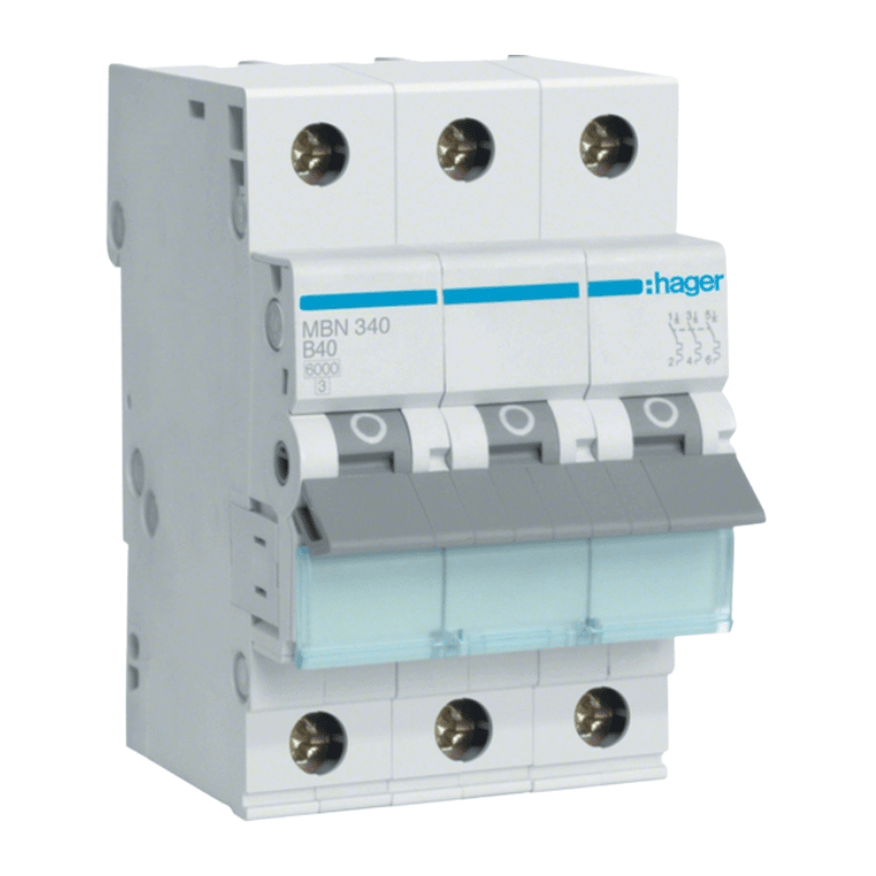 Hager MBN340 Leitungsschutzschalter – 3-polig, B-Char., 6kA, 40A, 3TE