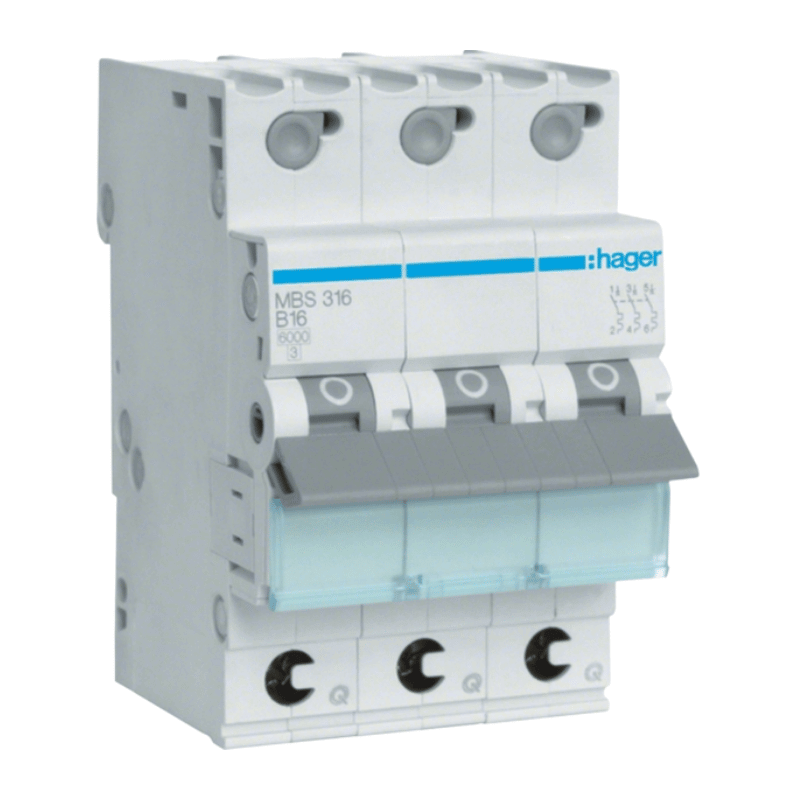 Hager MBS316 Leitungsschutzschalter – QuickConnect, 3-polig, B-Char., 6kA, 16A, 3TE