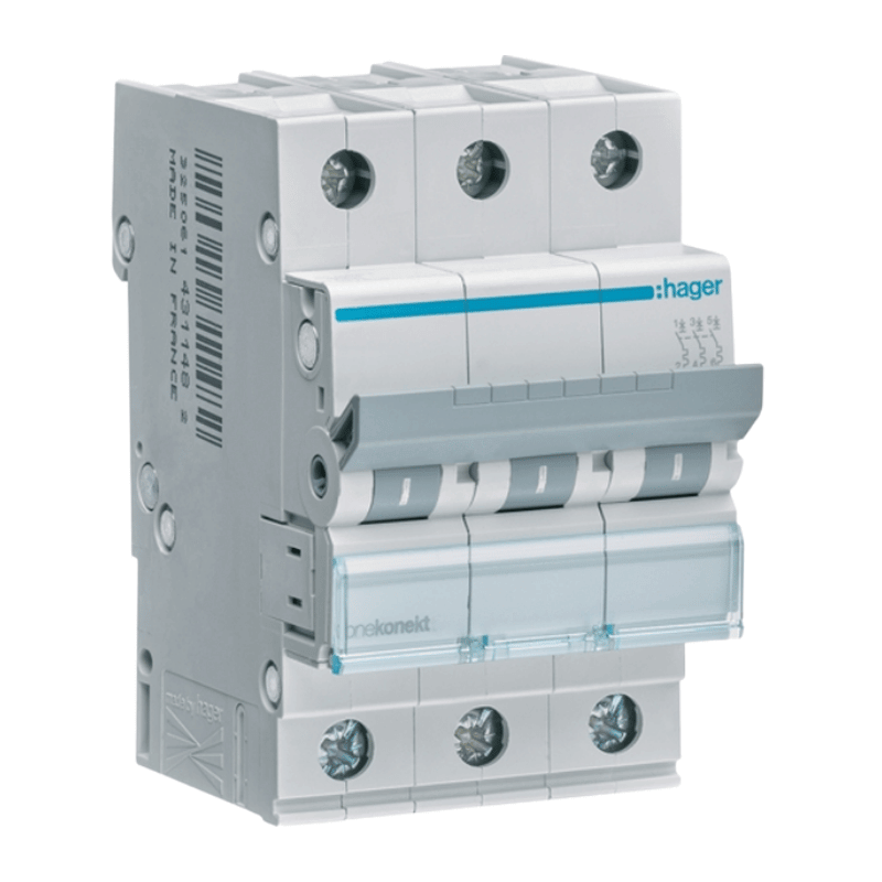 Hager MCN316 Leitungsschutzschalter – 3-polig, C-Char., 6kA, 16A, 3TE