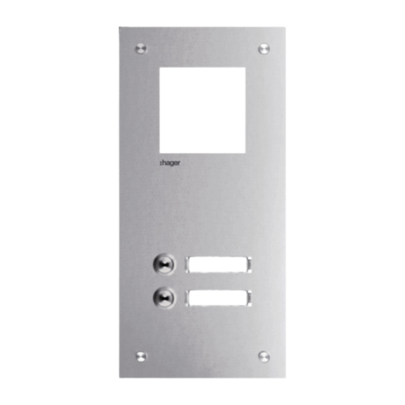 Hager RTQ102X Frontplatte intercom mono – 2 Tasten + Namensschild, edelstahl